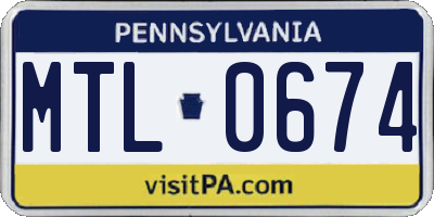 PA license plate MTL0674