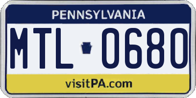 PA license plate MTL0680