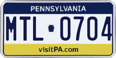 PA license plate MTL0704