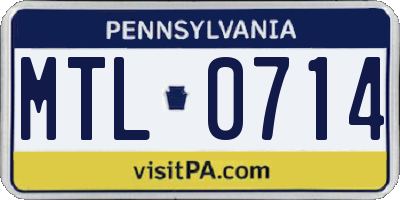 PA license plate MTL0714