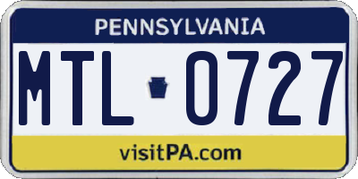 PA license plate MTL0727