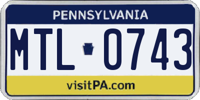 PA license plate MTL0743