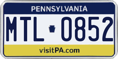 PA license plate MTL0852