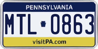 PA license plate MTL0863