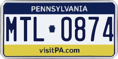 PA license plate MTL0874