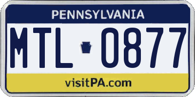 PA license plate MTL0877