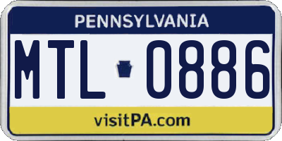 PA license plate MTL0886