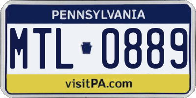 PA license plate MTL0889