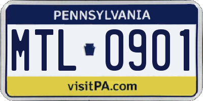 PA license plate MTL0901