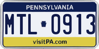 PA license plate MTL0913