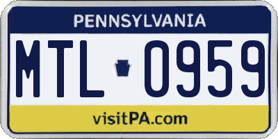 PA license plate MTL0959