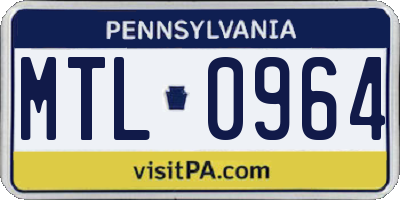 PA license plate MTL0964