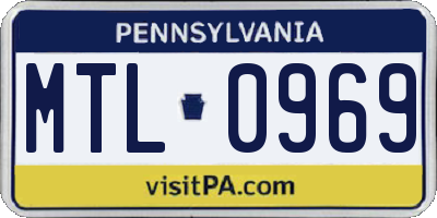 PA license plate MTL0969