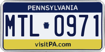 PA license plate MTL0971