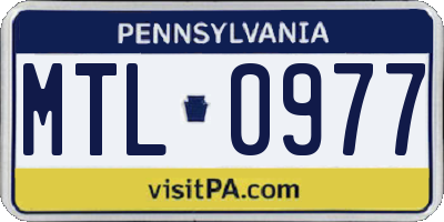 PA license plate MTL0977