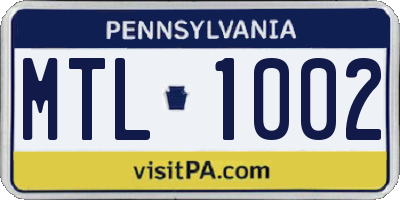 PA license plate MTL1002