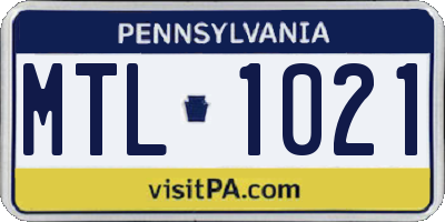 PA license plate MTL1021