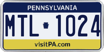PA license plate MTL1024