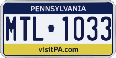 PA license plate MTL1033