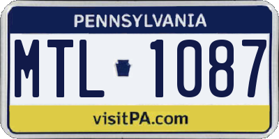 PA license plate MTL1087