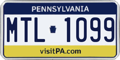 PA license plate MTL1099