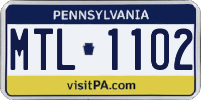 PA license plate MTL1102