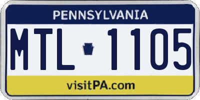 PA license plate MTL1105