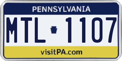 PA license plate MTL1107