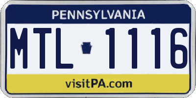 PA license plate MTL1116
