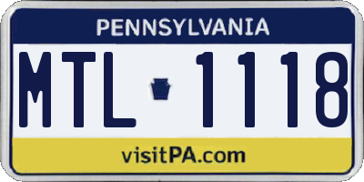PA license plate MTL1118