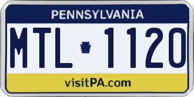 PA license plate MTL1120
