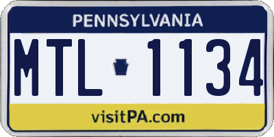 PA license plate MTL1134