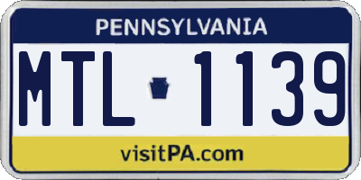 PA license plate MTL1139