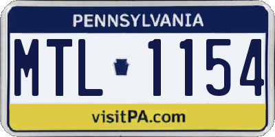 PA license plate MTL1154