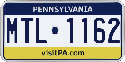 PA license plate MTL1162