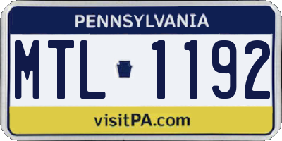 PA license plate MTL1192