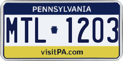PA license plate MTL1203