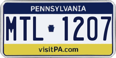 PA license plate MTL1207