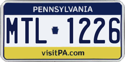 PA license plate MTL1226
