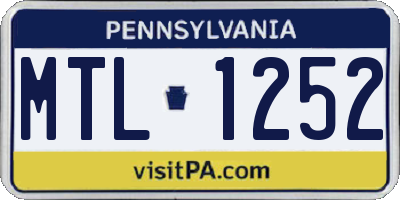 PA license plate MTL1252