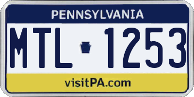 PA license plate MTL1253
