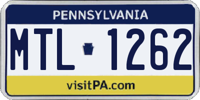 PA license plate MTL1262