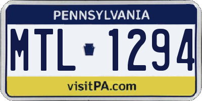 PA license plate MTL1294
