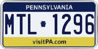 PA license plate MTL1296