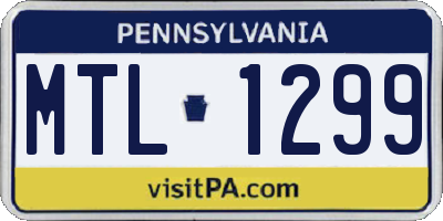 PA license plate MTL1299