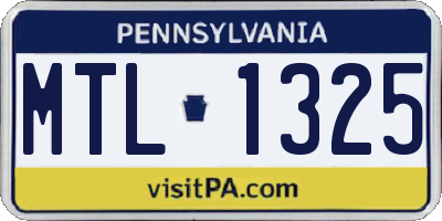 PA license plate MTL1325