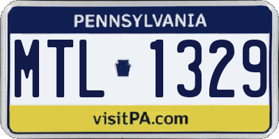 PA license plate MTL1329