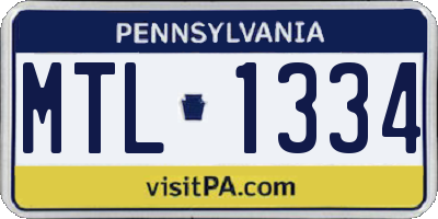 PA license plate MTL1334