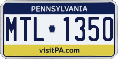 PA license plate MTL1350