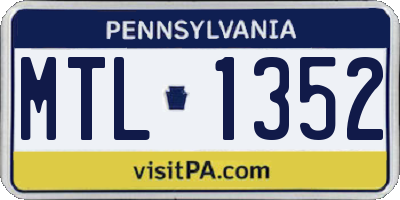 PA license plate MTL1352
